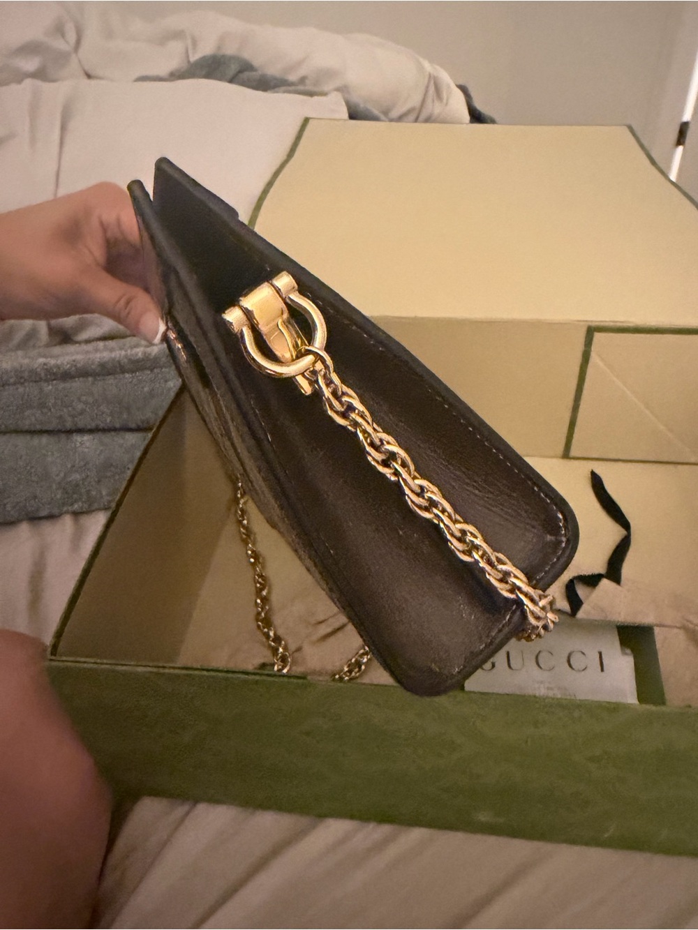 Gucci Brown GG Canvas Shoulder Bag with Green-Red Web Stripe - Picture 6 of 10